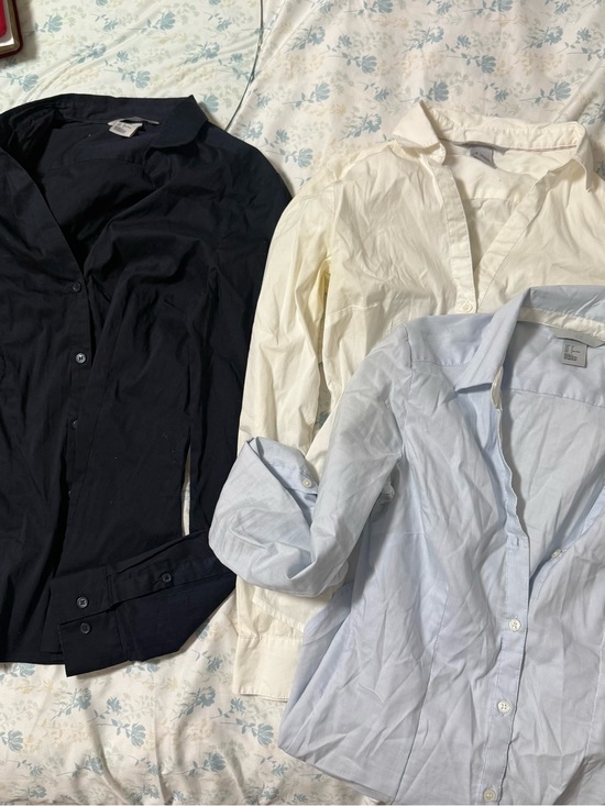 H&M Tops - H&M Women's Button-Down Shirt Trio in Black, Cream & Light Blue